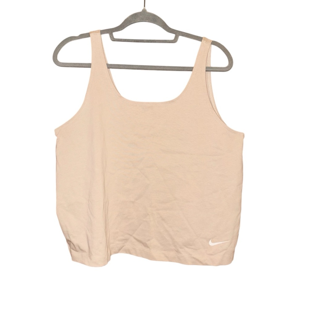 Nike Cropped Flowy‎ Embroidered Swoosh Active Tank Tan Beige large